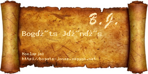 Bogáts Jónás névjegykártya